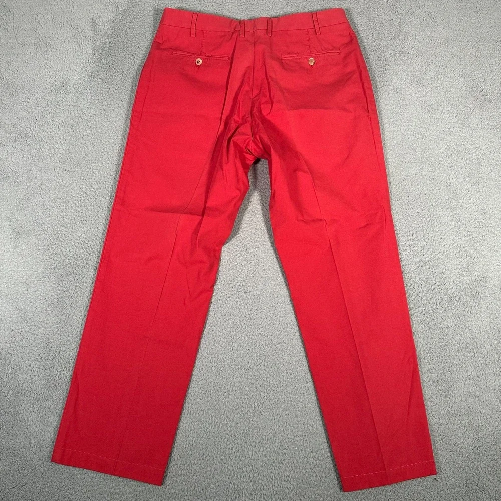 Isaia Napoli‎ Pants Mens 54R 35x31 Red Cotton Casual Flat Front Chino Trousers
